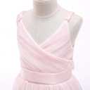 Glamulice Flower Girls Spaghetti Strap Tulle Dress Long A Line Wedding Pageant Dresses Princess Birthday Party Ball Gown (Pink) 130