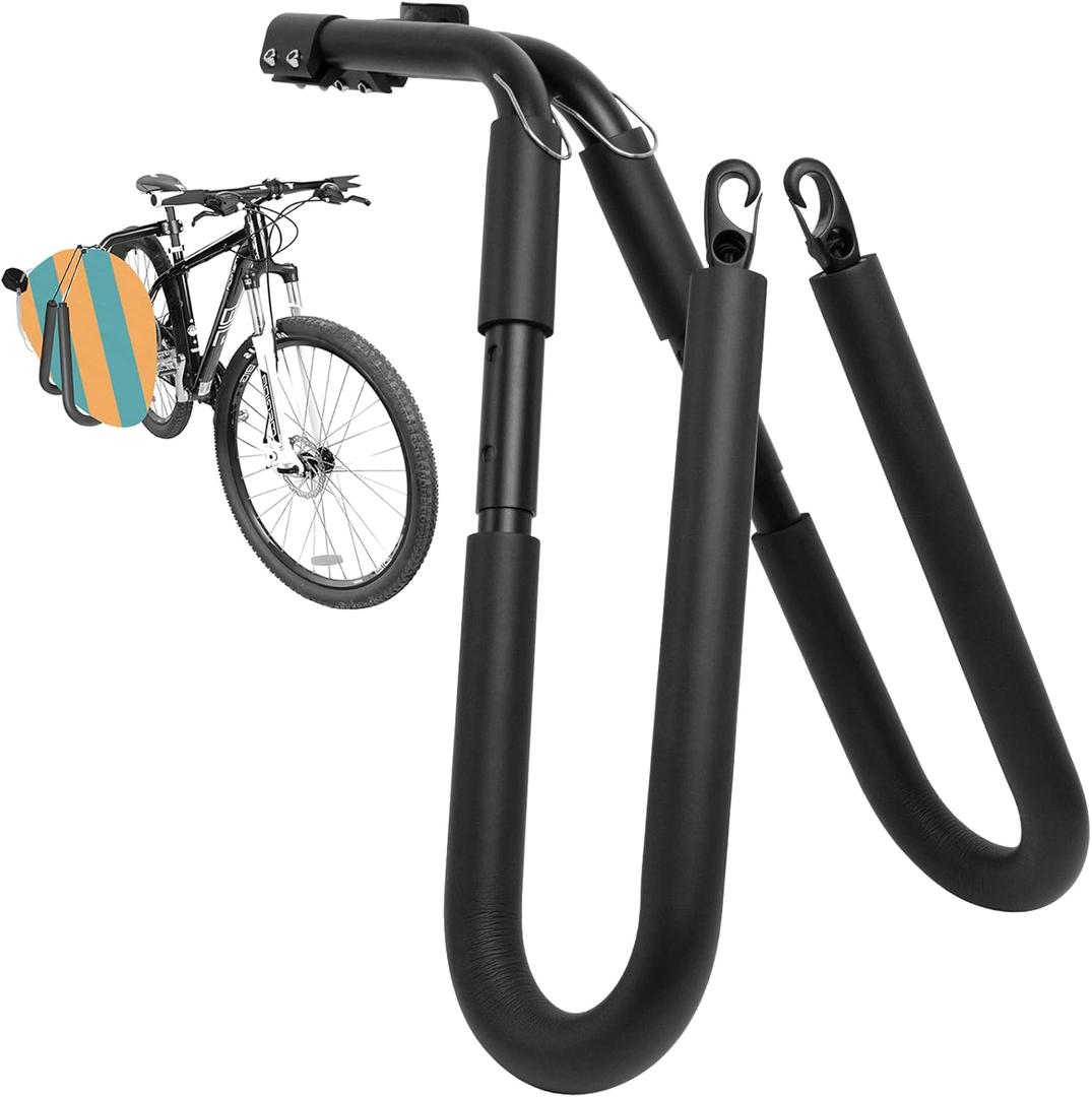 Surfboard Bike Rack, Adjustable Bike Surfboard Carrier Bracket, Compatible with Short Boards, Boogie Boards, Snowboards