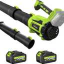 Cordless Leaf Blower with 2 Batteries, 580CFM Brushless Motor for Easy Lawn Care & Car Drying, Lightweight Handheld Blower Ideal for Women & Seniors, Fast Charger Included
