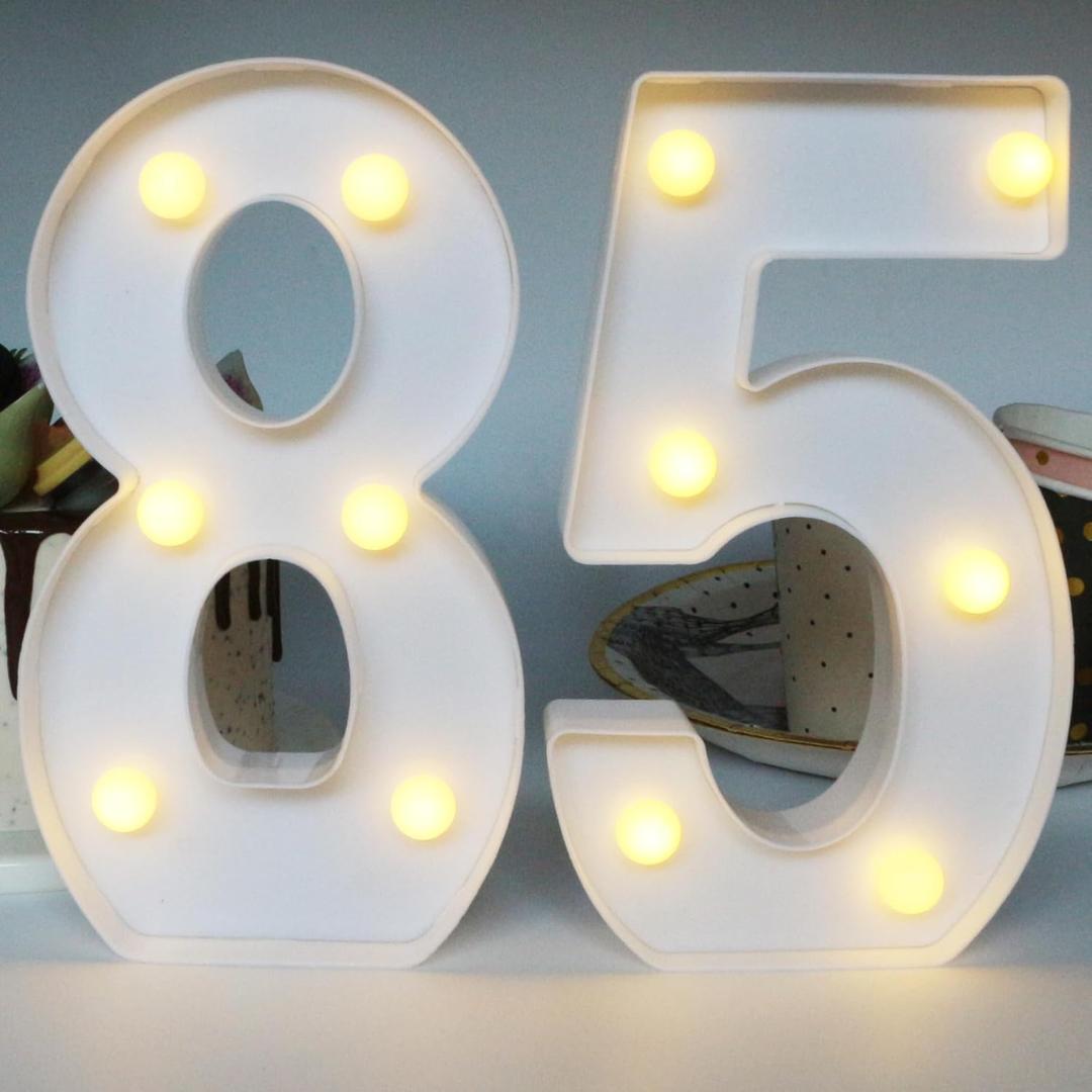 85th Birthday Decorations for Women, 85th Party Decor for Men, Light Up Numbers 85 Centerpieces Table Sign, 85 Birthday Supplies Gifts for Her & Him