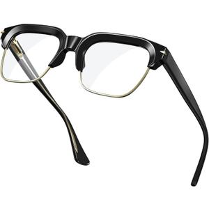 VISOONE Light Weight TR90 Blue Light Blocking Glasses Frame Vision Protector Men Women ELBERT (Black)