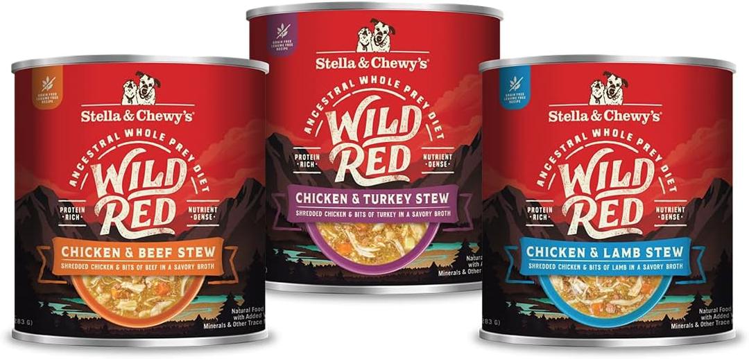 Stella & Chewy's Wild Red Wet Dog Food Variety Pack Stews High Protein Recipes, 10 Ounce (Pack of 3)