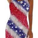 Pink Queen Sexy Beach Outfits Trendy Fashion Mesh Cover Ups for Swimwear Women Summmer Square Neck Sleeveless Color Patchwork Bikini Bathing Suit Coverup American Flag 01 XL