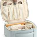 Vlando Travel Cosmetic Make-up Bag Storage Case, Multi-compartment with Dividers for Cosmetics Makeup Brushes Toiletry Jewelry Accessories, Blue