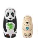 Elephant Panda Nesting Dolls - Cute Animal Matryoshka Doll Handmade Wooden Dolls for Children Christmas Birthday Decoration Halloween Wishing Gift,Set of 5