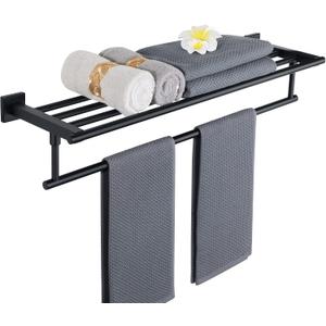Alise 28 Inch Towel Racks for Bathroom Wall Mounted, Bathroom Towel Rack with Tower Bar, Double Towel Racks for Bathroom,SUS304 Stainless Steel Bathroom Towel Holder Matte Black