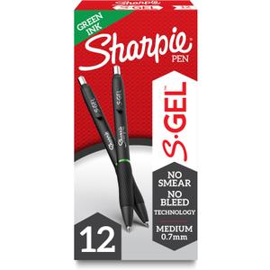 Sharpie S-Gel Gel Pens Medium Point (0.7mm) Green Gel Ink Pens 12 Count