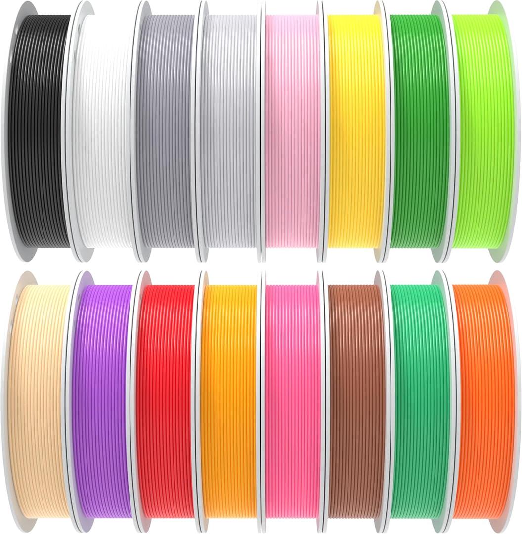 PINBALL PETG 3D Printer Filament 1.75mm High Precision Durable Strong Filament Mith Better Flow Dimensional Accuracy +/- 0.02mm Suitable for Most FDM 3D Printers 4 Kilograms Sixteen Colors