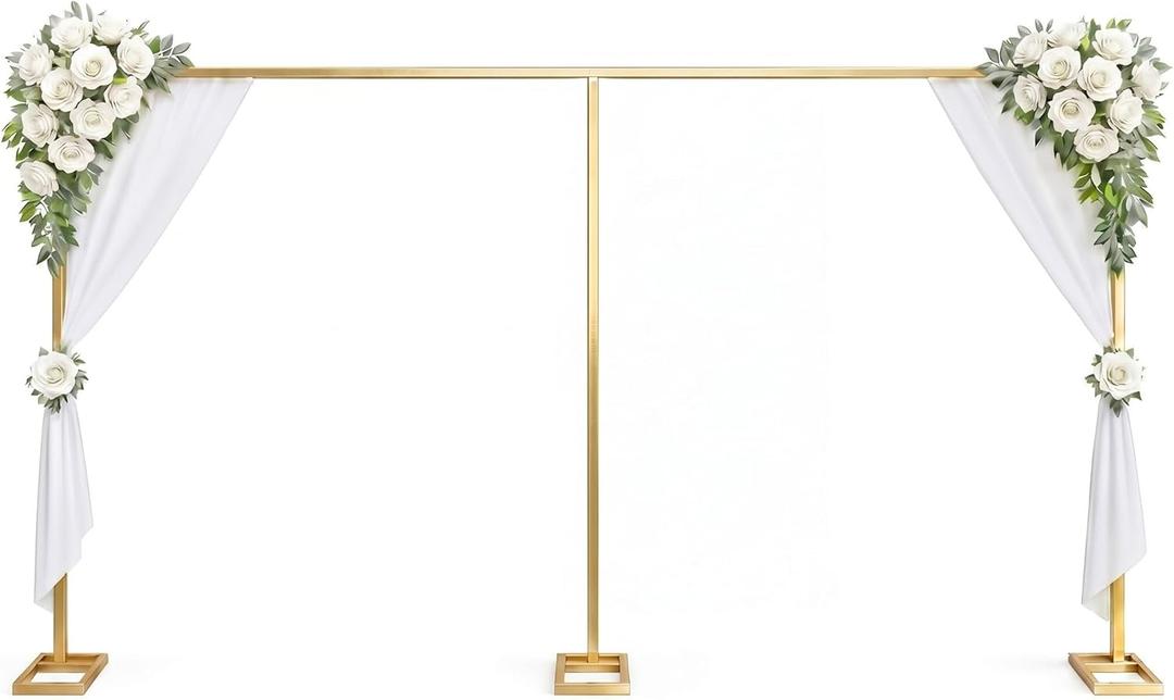 Novabright 10x20ft Backdrop Stand Heavy Duty Pipe and Drape Backdrop Stand for Wedding and Ceremonies, Adjustable Pipe Kit Curtain Frame for Wedding Party Celebration Photography Stage(Gold)