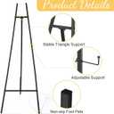 CroBlissful Black 50" Easel Stand for Wedding Sign Adjustable 3Tier Height Display Easel with Chain Heavy Duty Floor Tripod for Welcome Wedding Sign Painting Canvas Baby Shower Party Poster (Metal)