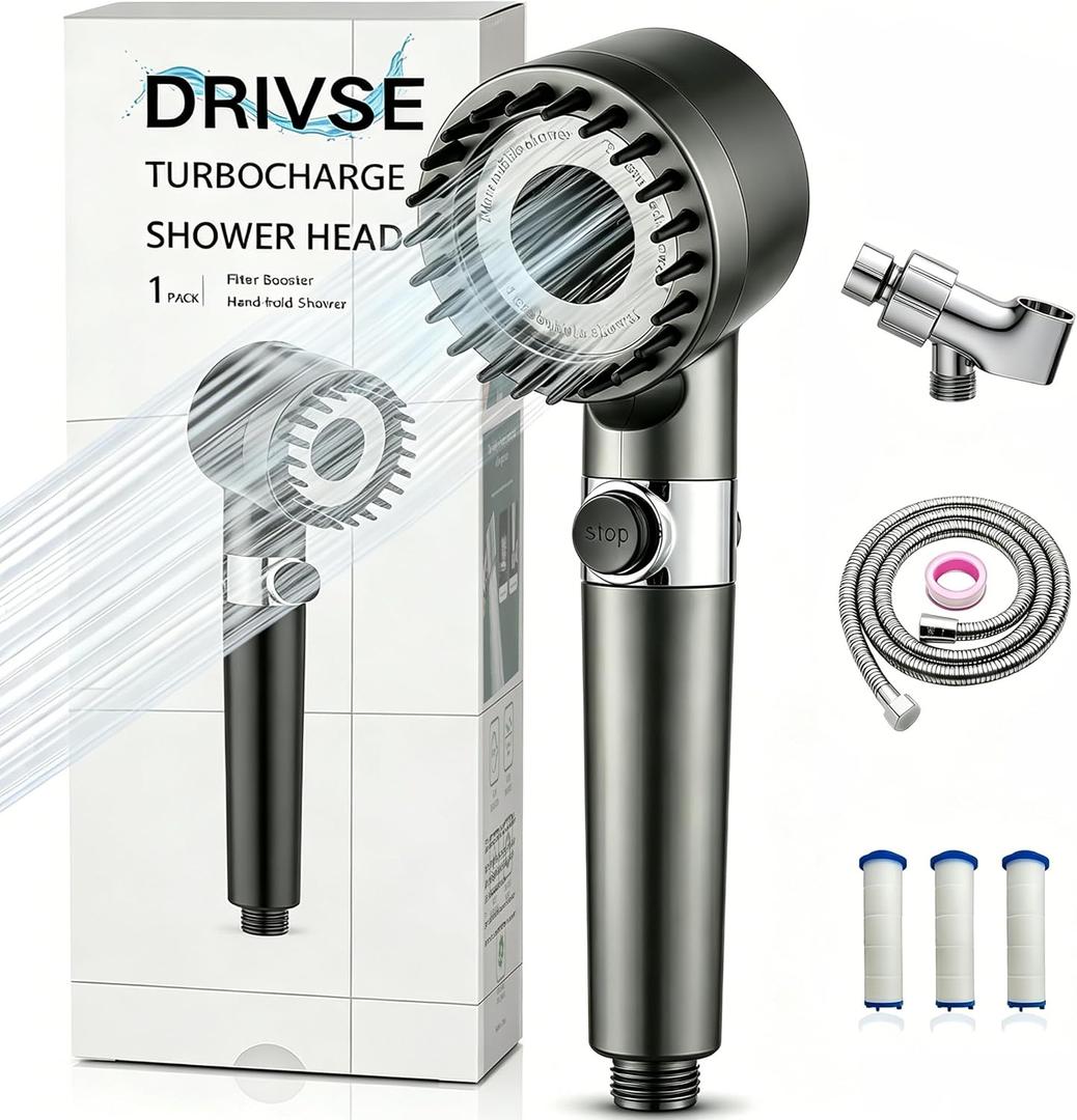 Drivse Showerhead, Drivse Filtered Shower Head With Handheld, High Pressure Handheld Hydrojet Nozzle Kit with Water Filter, Fits for Men, Women, Children and Pets. (Showerhead)