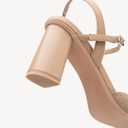 NEWBELLA Women's Chunky Heel Sandals - Open Square Toe Ankle Strap Dress Sandals with Buckle, Comfortable High Heel Slingbacks for Office, Party & Evening Wear