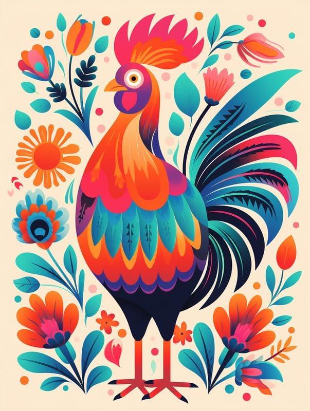 Zariocy Paint by Numbers Kits for Adults -Animals DIY Oil Paintings Canvas Acrylic Paint Set - Rooster Paint by Numbers Kit for Beginners and Ideal for Home Decor 16x20 inch-679