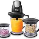Ninja QB1004 Blender/Food Processor with 450-Watt Base, 48oz Pitcher, 16oz Chopper Bowl, and 40oz Processor Bowl for Shakes, Smoothies, and Meal Prep,Black
