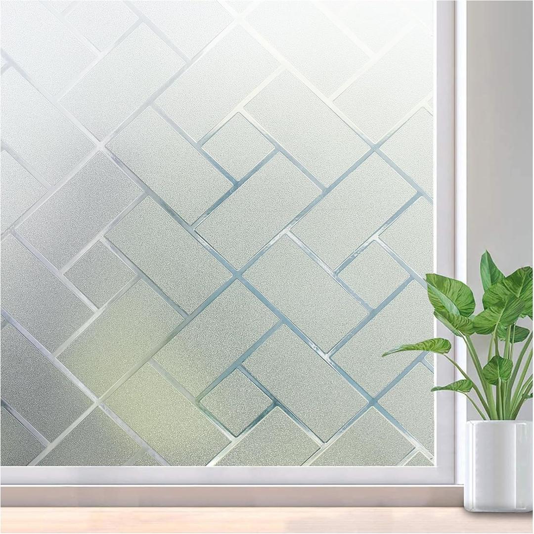 rabbitgoo Window Privacy Film Frosted Glass, White, 23.6" x 78.7" | Sun UV Heat Blocking Decorative Frosting Static Cling Door Covering Removable Opaque for Home Kitchen Living Room Bathroom