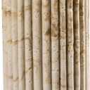 Cylinder Vase 8 Inch - Natural Travertine Textured Ribbed Resin Vase for Pampas Grass, Flowers, Home Decor | Decorative Centerpiece for Entryway, Countertop, Nightstand | Housewarming Gift (Beige)