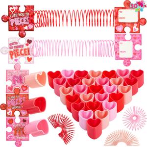JOYIN 30 Packs Valentines Day Party Favors, Multi-Color Heart Coil Springs Toys, Stress Relief Fidget Toys for Kids Classroom Exchange, School Prize and Goodie Bag Stuffers