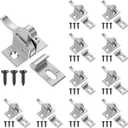 10 Pcs Brass Heavy Duty Cabinet Door Latch Closets Door Elbow Latch Cabinet Latch with Mounting Screws Hardware for Bedroom Bathroom Window Catch (Silver)