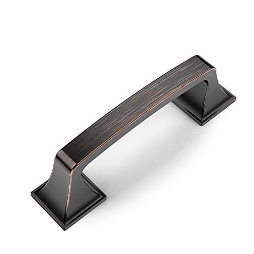 Amerdeco 20 Pack Kitchen Cabinet Handles 3 Inch(76mm) Hole Centers, Oil Rubbed Bronze Handles for Kitchen Cabinet Hardware, Cabinet Pulls for Bathroom Dresser Drawer Handles ZH0002