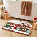WILLBOND 2 Pcs Christmas House Gingerbread Bath Mat 23.6 x 15.8 Inch Christmas Bathroom Rug Washable Non Slip Holiday Mat for Bathtub Rug Xmas Bath Decor