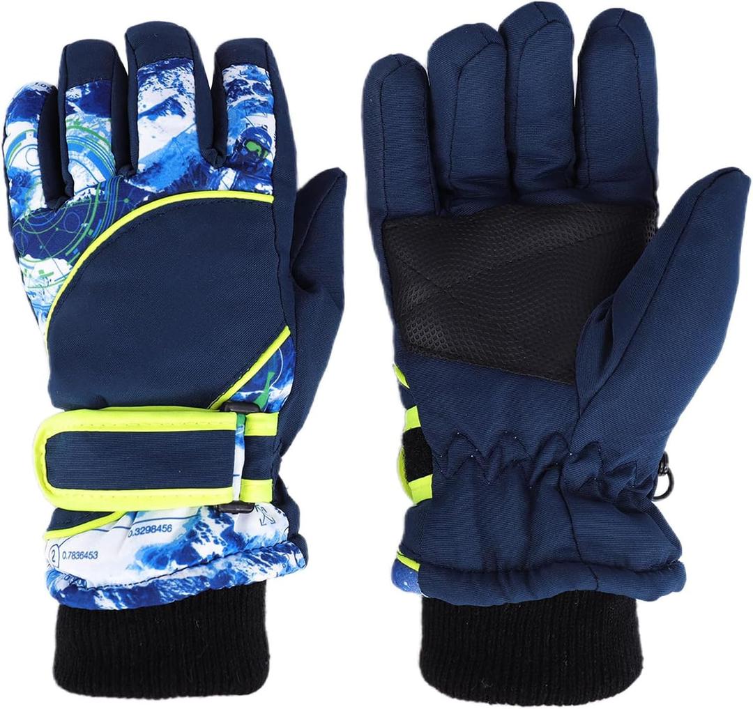 Kids-Waterproof-Ski-Gloves - Boys-Girls Winter-Snow-Glove Thickening Warm Windproof Cold-Weather Mittens for Snowboard Sledding Kids Outdoor