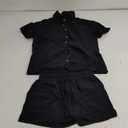 APAFES Women Summer Cotton Linen Short Sets 2 Piece Shorts Top Lounge Beach Vacation Two Piece Outfits Tracksuits S, Black