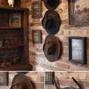 Cowboy Hat Hook for Wall 2 Pack Cast Iron Cowboy Hat Hanger Metal Hat Holder Cowgirl Hat Rack Vintage Western Wall Decor Longhorn Hooks for Hat Storage and Organization Cow Decor Western Gift Rust