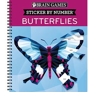 Brain Games - Sticker by Number: Butterflies - 2 Books in 1 (42 Images to Sticker)