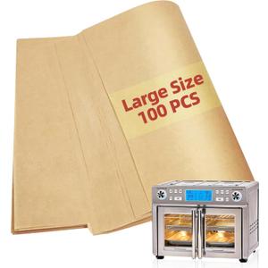 Air Fryer Paper Liners for Emeril Lagasse Dual Zone 360 Air Fryer Oven Combo with French Door, 100 PCS Large Size Parchment Paper Square Airfryer Liner Baking Sheets for Emeril Lagasse 360 Toster Oven