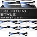 Gaoye 6 pack 1.25 Executive Style Reading Glasses Men - Durable Readers with Blue Light Filtering- Comfortable Fit with TR90 Frames, Black