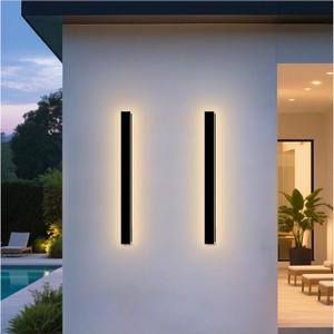 Modern Outdoor Wall Lights, 2 Pack 39.4 Inch Linear Outdoor Sconce Lights 3000K LED Exterior Sconce with Junction Box Cover, IP65 Waterproof Long Outside Porch Lights for House Garage