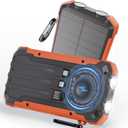 Solar Charger Power Bank 20,000mAh Portable Wireless Charger, Fast Charging External Battery Bank with 6 Outputs for Cell Phones,Portable Solar Panel with Dual Flashlight for Camping