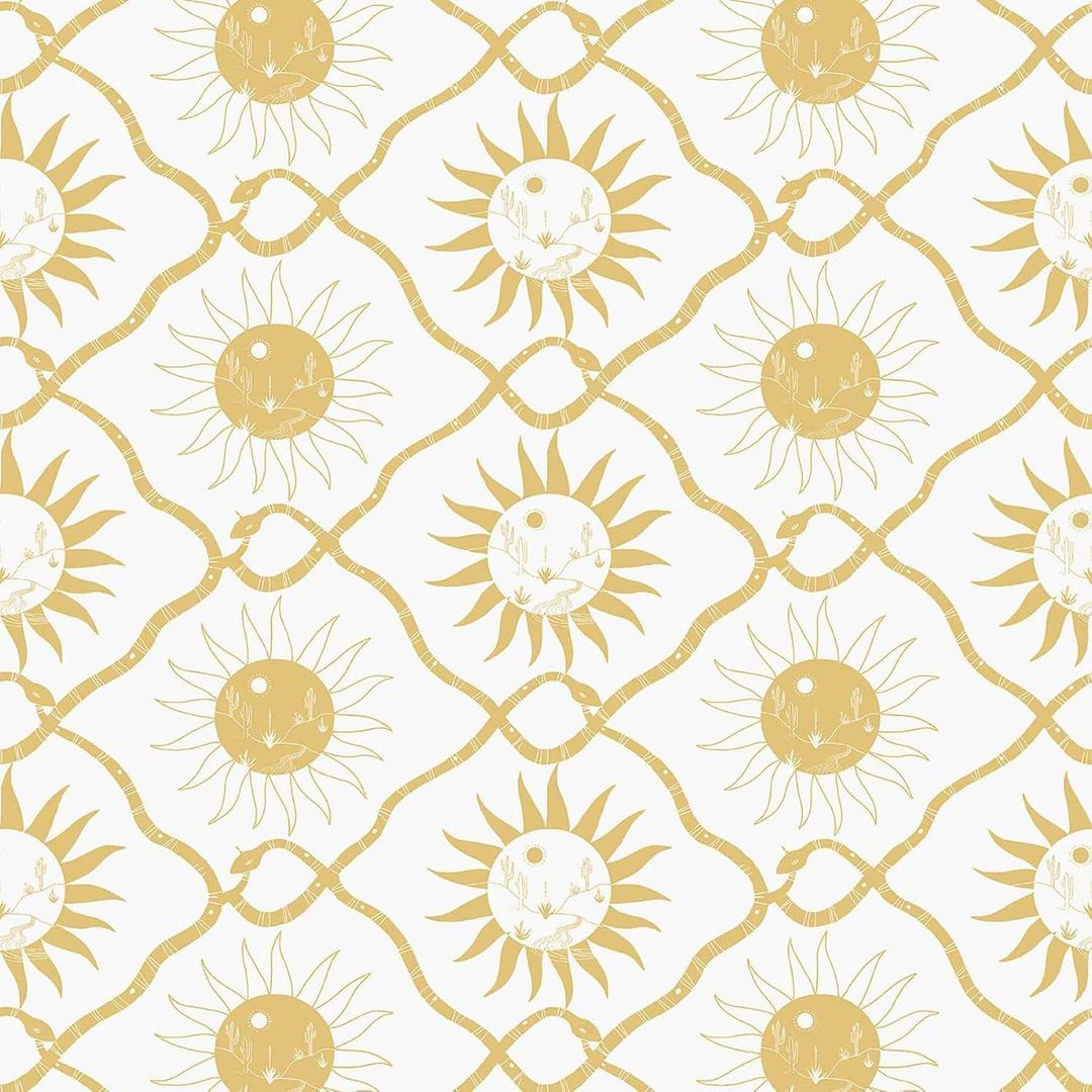 Elana Gabrielle - Southwest Peel and Stick Wallpaper, Self Adhesive, Vinyl, 30.75 Sq Ft Coverage (Sol Collection, Buttercup)