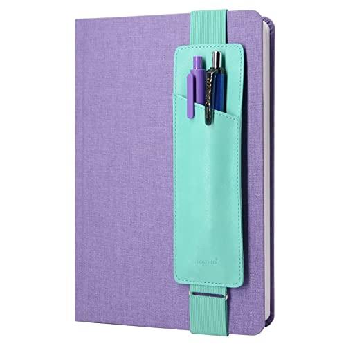 Adjustable Elastic Band Pen Holder, Pencil Holder, Pen Sleeve Pouch for Hardcover Journals, Notebooks, Planners, Binders, Fit Notebooks from 8" to 11” in Height, PU Leather, Detachable, Mint