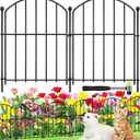 Decorative Garden Fence 17in (H) x25ft (L), Arched Rustproof Metal No Dig Fence for Dogs & Rabbit, Ornamental Animal Barrier for Flower Beds, Border Panels Fencing for Yard & Patio Outdoor Decor