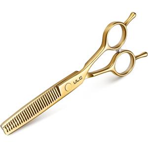 ULG Professional Texturizing & Thinning Shears - 6.5 Hair Cutting Scissors, Ultra Sharp Japanese Stainless Steel, Ambidextrous Ergonomic Handle for Barbers, Stylists, Salon & Home Use, Gold