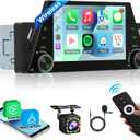 NHOPEEW Single Din Car Stereo with Wireless Carplay and Android Auto - 5 Inch Touchscreen Car Radio - EQ/Mirror Link/SWC/USB Charging/Bluetooth/FM + 12leds Backup Camera & Microphone