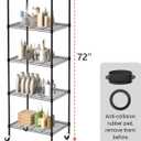 5 Tier Storage Shelves with Wheels, Heavy Duty Metal Garage Shelving Unit and Adjustable Feet, 865lb High Capacity Rolling Storage Shelf for Kitchen, Office, Dining Room (23.6"x 17.7"x 72"), Black