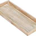 MAONAME Wash White Bathroom Vanity Tray, Rustic Long Narrow Tray, Rectangle Farmhouse Wood Trays, Countertop Organizer Trays for Candle, Perfume, 15.7" L x 6.8" W
