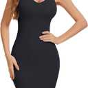 Shapewear Slip Dress for Women Under Dress V Neck Tummy Control Full Slip Seamless Body Shaper (3X-Large, Black)