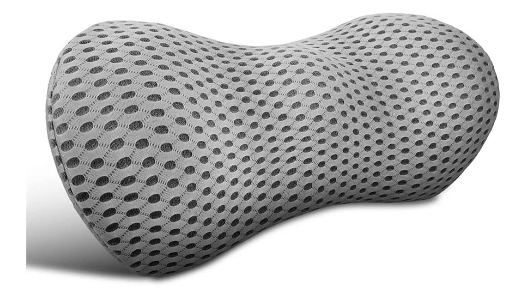 Lumbar Support Pillow for Office Chair, Memory Foam Lumbar Pillow for Lower Back Pain Relief (Grey)