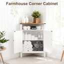 M METERXITY Bathroom Corner Cabinet, Farmhouse Corner Cabinet with Barn Doors, Adjustable Shelf, Small Storage Cabinet Corner for Kitchen, Pantry, Dining, Living, Entryway, Rustic, 23.6" W X 13.5" D X 32" H