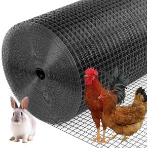 Black Hardware Cloth 1inx48inx100ft, 17GA, Chicken Wire Fencing Roll, Black Chicken Wire Mesh, Vinyl PVC Coated Welded Wire Mesh for Chicken Coop Barrier, Rabbit Snake Poultry Fences, 1x48inx100ft