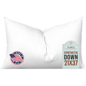Pillowflex Synthetic Down Pillow Insert - 21x37 Down Alternative Pillow, Ultra Soft Oversized King Bed Sleeping Pillow, Large Rectangle Sham - 1 Decorative Pillow Form