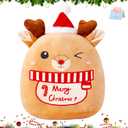 Athoinsu Christmas Elk Soft Plush Pillow 14 Inches Xmas Reindeer Plush Pillow for Toddler Kids Boys Girls Party Home Decorations
