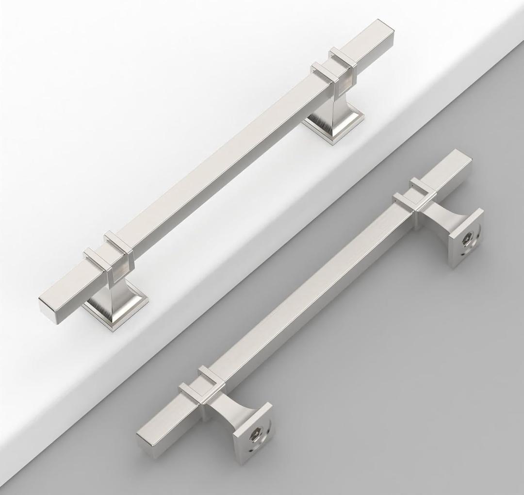 10 Pack 5"(128mm) Brushed Nickel Cabinet Pulls Kitchen Satin Nickel Cabinet Handles Drawer Pulls Cupboard Hardware for Cabinets