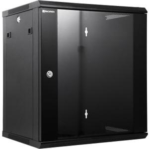 RackPath 12U Wall Mount Network Rack Cabinet  Quiet Cooling Fan, Locking Glass Door, 17.7" Deep (450mm), Removable Locking Side Panels, Fits 19" IT & A/V Equipment