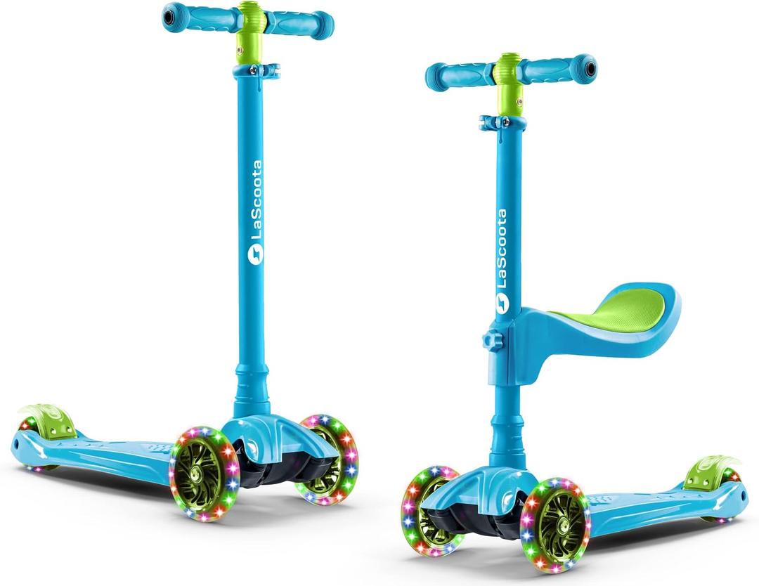 3 Wheel Scooter for Kids – 2-in-1 Scooter with Seat & LED Light-Up Wheels