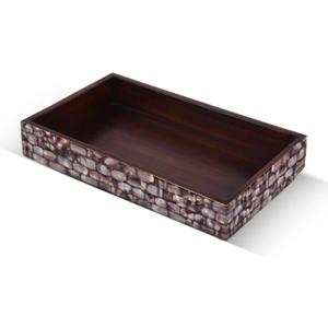 Handicrafts Home 10x6 Towel Tray Mother of Pearl Grey Handmade Tray for Hand Towels, Perfumes & Toiletries