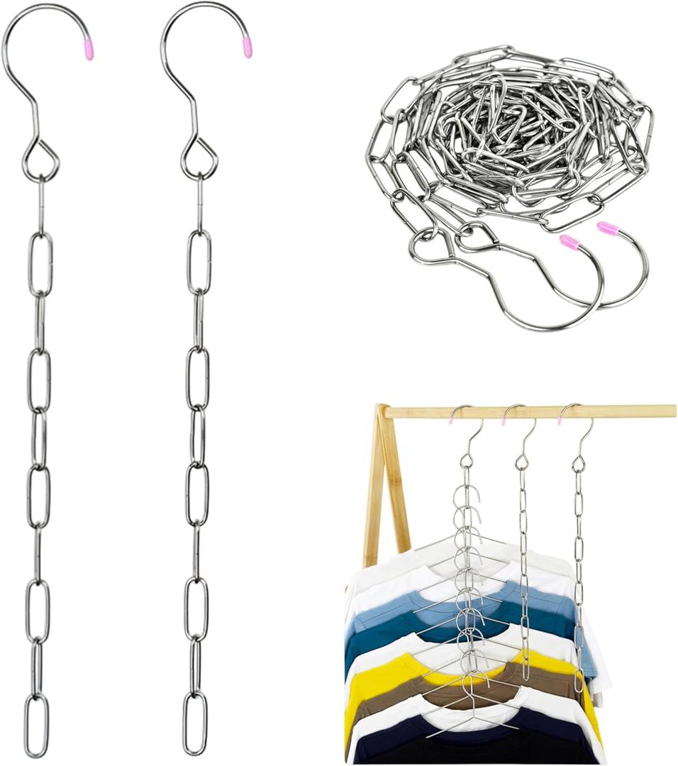 2 PCS Stainless Steel 10 Hole Space Saving Hangers Perfect Closet Organizers for Clothes Dorm & Home Use